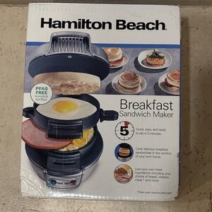 NWT** Hamilton Beach Gray Breakfast Sandwich Maker